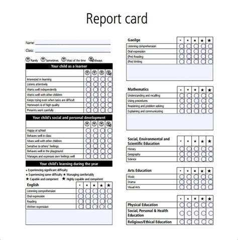 free report card templates|31 Free Report Card Templates .